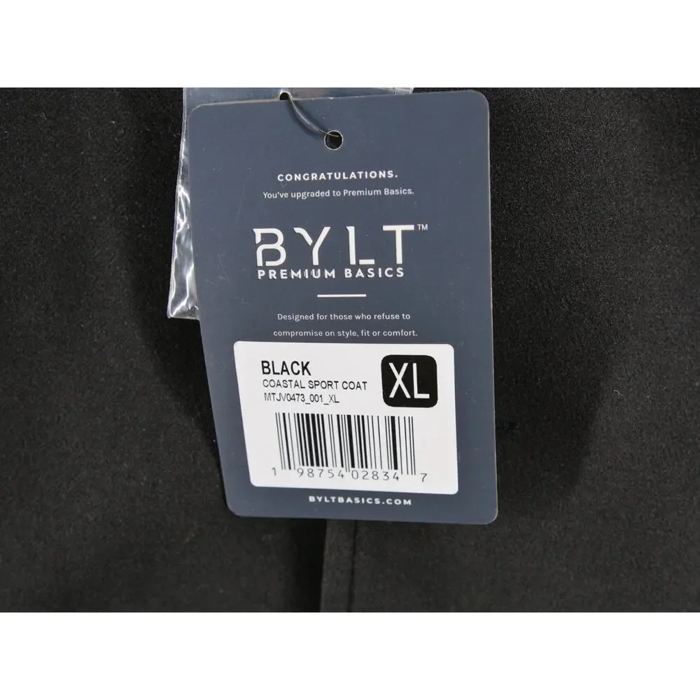 NWT BYLT Premium Basics Coastal Sport Coat Mens XL Black Stretch Blazer MTJV0473
